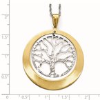 Leslie's Sterling Silver RH-plat and Gold-tone Textured Tree Pendant QLF624