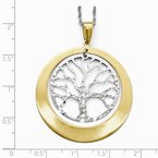 Leslie's Sterling Silver RH-plat and Gold-tone Textured Tree Pendant QLF624
