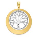 Leslie's Sterling Silver RH-plat and Gold-tone Textured Tree Pendant QLF624