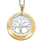 Leslie's Sterling Silver RH-plat and Gold-tone Textured Tree Pendant QLF624