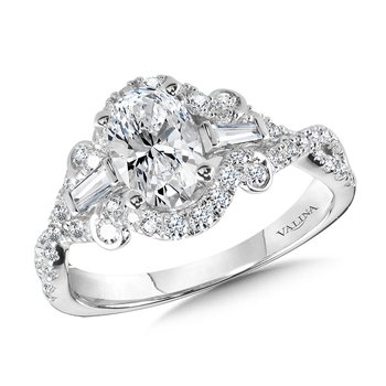 Tapered Oval and Baguette 3-Stone Diamond Engagement Ring R1093W