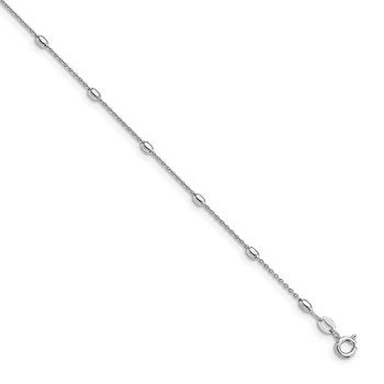 Sterling Silver Polished Beaded with 1in ext. Anklet QLF801-9