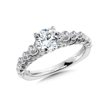 Tapered Straight Diamond Engagement Ring w/ Trellis Undergallery R1026W