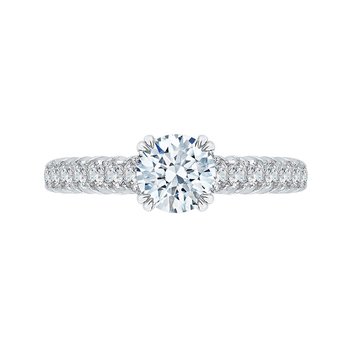 14K White Gold Euro Shank Round Diamond Cathedral Style Engagement Ring (Semi-Mount) CA0039E-37W