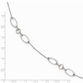 Sterling Silver Rhodium-plated Fancy Link 9 with 1in ext. Anklet QLF511-10