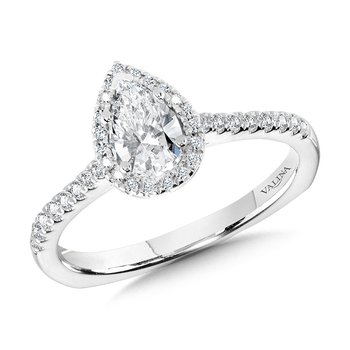 Pear Diamond Straight Halo Engagement Ring R1098W
