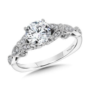 Vintage Milgrain & Filigree Accented Diamond Engagement Ring R1171W