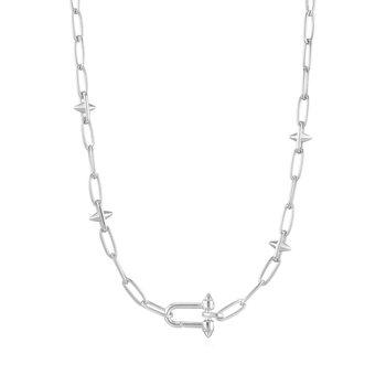 Silver Stud Link Charm Necklace N048-06H