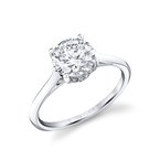 Sylvie Round Cut Solitaire Hidden Halo Engagement Ring - Carter S2683