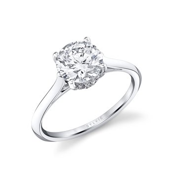 Round Cut Solitaire Hidden Halo Engagement Ring - Carter S2683