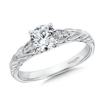 Vintage Chevron Diamond Engagement Ring R1073W