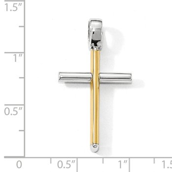 14K Two-tone Polished Cross Pendant LF866