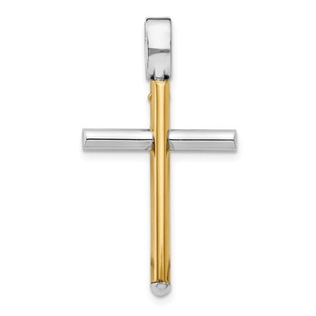 14K Two-tone Polished Cross Pendant LF866