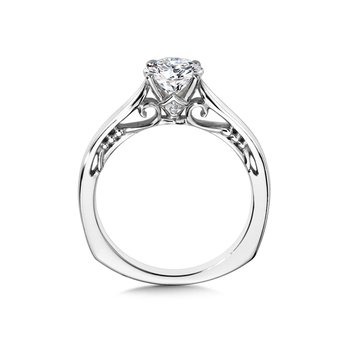 Tapered Diamond Solitaire Engagement Ring w/ Spiral Diamond Undergallery R1043W