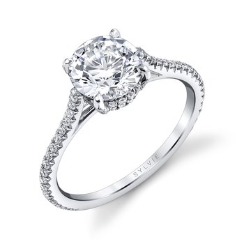 Round Cut Classic Hidden Halo Engagement Ring - Steffi S2583