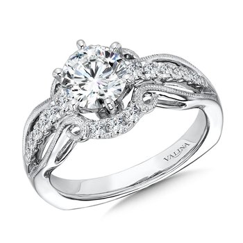 Vintage Six-Prong Milgrain Diamond Engagement Ring  R1068W