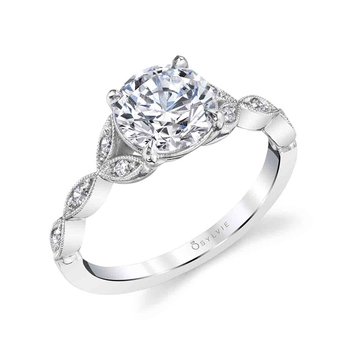 Round Cut Unique Vintage Engagement Ring - Frederique S1925