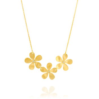 Handmade Three Flower Diamond Necklace 3455