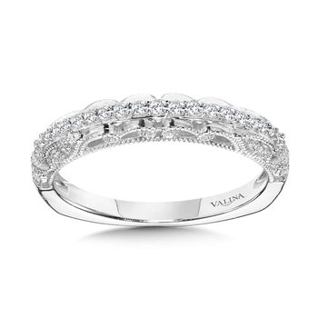 Vintage Milgrain & Filigree Accented Graduating Diamond Wedding Band R1166BW