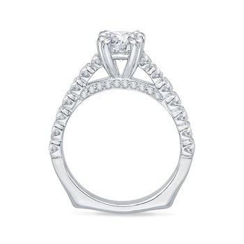 14K White Gold Princess Cut Diamond Cathedral Style Engagement Ring (Semi-Mount) CAP0039E-37W