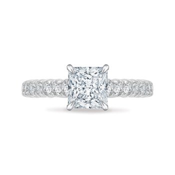 14K White Gold Princess Cut Diamond Cathedral Style Engagement Ring (Semi-Mount) CAP0039E-37W