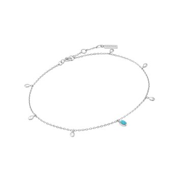 Silver Turquoise Drop Pendant Anklet F044-01H