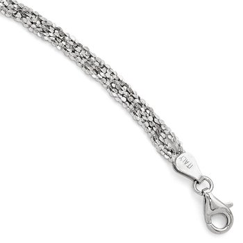 Sterling Silver Textured Three Strand w/1in ext. Anklet QLF421-9