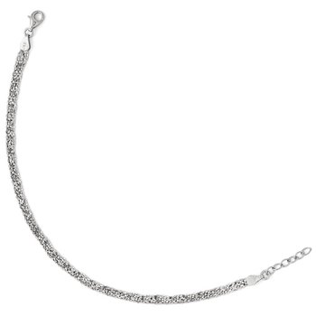 Sterling Silver Textured Three Strand w/1in ext. Anklet QLF421-9