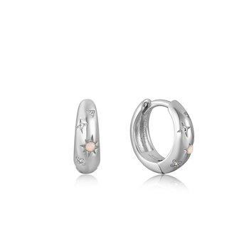 Silver Starry Kyoto Opal Huggie Hoop Earrings E034-05H