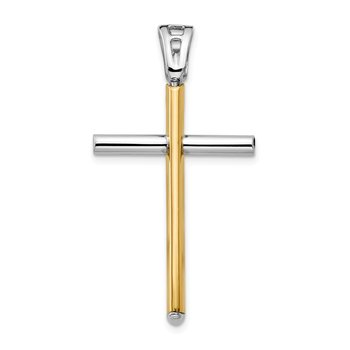 14K Two-tone Polished Cross Pendant LF867