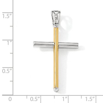 14K Two-tone Polished Cross Pendant LF867