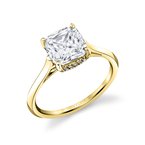 Sylvie Round Cut Solitaire Hidden Halo Engagement Ring - Carter S2683
