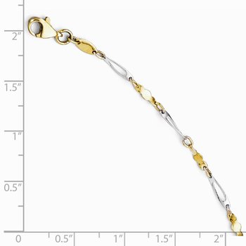 14K Two-tone Polished Fancy Link Anklet LF271-10