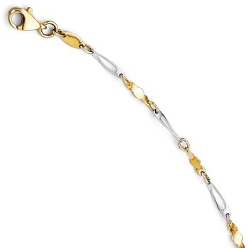 14K Two-tone Polished Fancy Link Anklet LF271-10