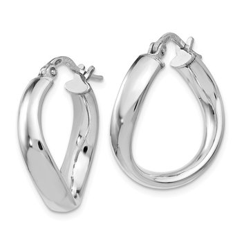 Sterling Silver Polished Twisted Hoop Earrings QLE254
