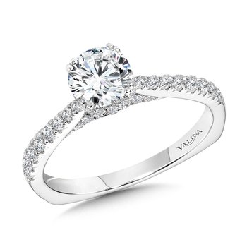 Double-Prong Straight Diamond Engagement Ring R1161W