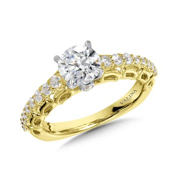 Straight Diamond Engagement Ring w/ Stylized Undergallery R1015Y