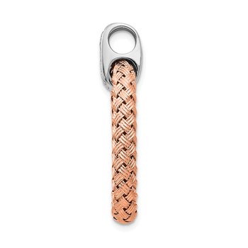Sterling Silver RH-plate Rose Gold-plate CZ Braided Oval Pendant QLF862
