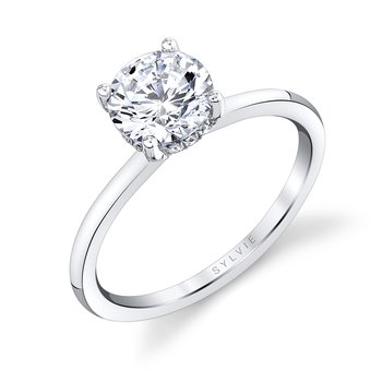 Round Cut Hidden Halo Engagement Ring - Melany S3193
