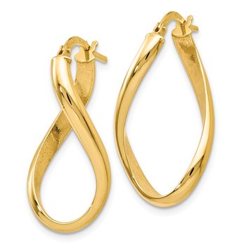 14K Polished Oval Twisted Hoop Earrings LE538