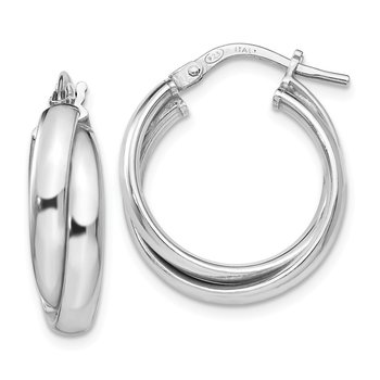 Sterling Silver Polished Twisted Hoop Earrings QLE987