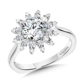 Floral Halo Diamond Engagement Ring  R1111W