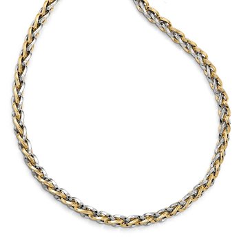 14K Two-tone Polished Fancy Link Bracelet LF716