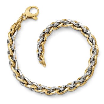 14K Two-tone Polished Fancy Link Bracelet LF716