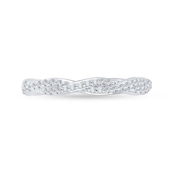 14K White Gold Round Diamond Criss-Cross Half-Eternity Wedding Band CA0088BH-37W