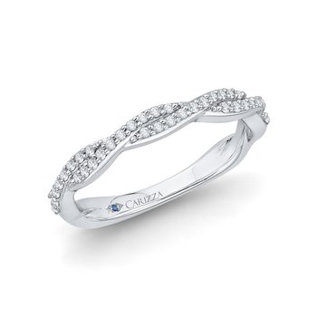 14K White Gold Round Diamond Criss-Cross Half-Eternity Wedding Band CA0088BH-37W