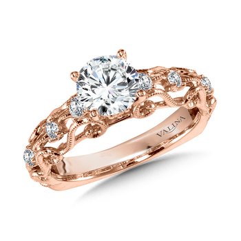 Vintage Milgrain Spiral Diamond Engagement Ring R1017P