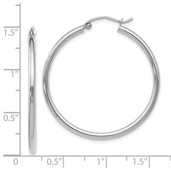 14K White Gold 2x35mm Hoop Earrings LE635