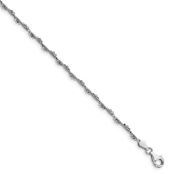 Sterling Silver Rhodium-plated Twisted Bead 9in + 1in ext. Anklet FA25