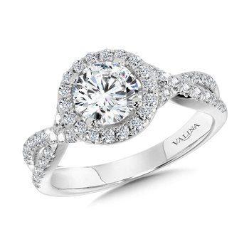 Crisscross Round Halo Engagement Ring  R1130W-SR